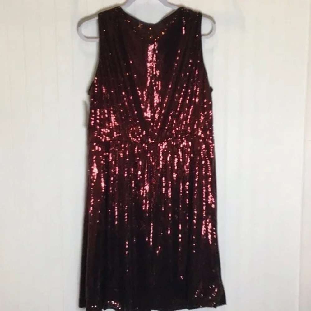 Lane Bryant | Ombre Sequin Fit & Flare Dress Pomegranate Plus Size 16 or 18 - Picture 7 of 8